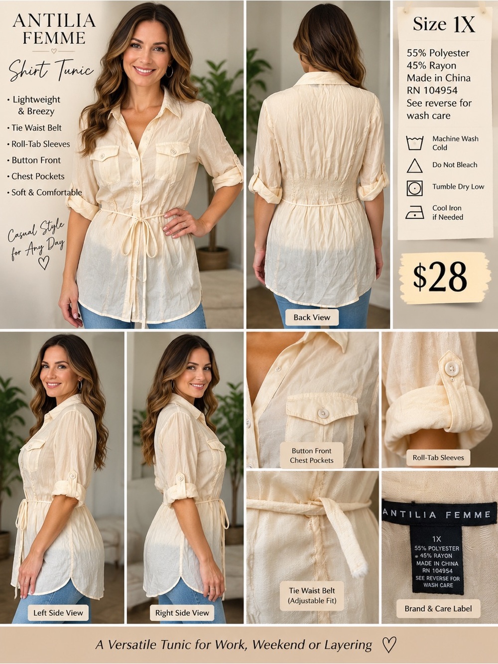 Antilia Femme blouse Size 1X. GUC